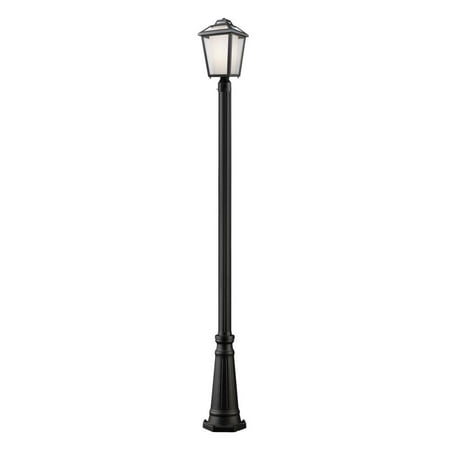 Z-Lite - Waverly - 4 Light Outdoor Post Mount Lantern Black Finish with White