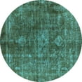 thumbnail image 1 of Ahgly Company Indoor Round Oriental Light Blue Industrial Area Rugs, 5' Round, 1 of 4