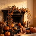 thumbnail image 3 of Fall Eucalyptus Leaf Garland,5.9 Ft Autumn Faux Eucalyptus Leaves Fall Garland,Thanksgiving Harvest Festival Decorations for Home Mantle Porch Outdoor Indoor Wedding Table Wall Arch Decor, 3 of 7