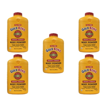 5 Pack - Gold Bond Body Powder Medicated 10 oz Each (Talc-Free)