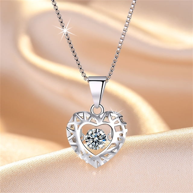 TIMIFIS Collier Creux à Rotation Collier Cubique-Zircone Collier Cadeau pour Women Gril Merveilleux Cadeau de Saint-Valentin