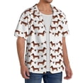 thumbnail image 2 of Sikiie Dachshund Dog Puppy Men's Wrinkle Free Untucked Cuban Shirt Business Casual Button Down Shirts Short Sleeve Shirt4X-Large, 2 of 5