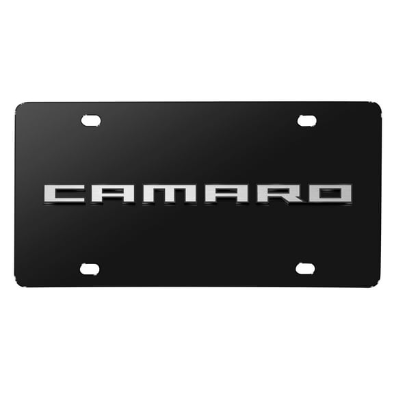 Chevrolet Camaro 3D Nameplat Black Stainless Steel License Plate