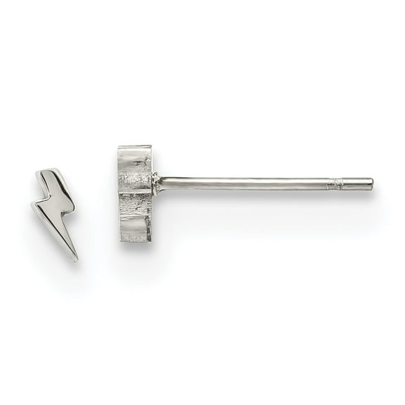 Stainless Steel Polished Lightning Bolt Post Earrings