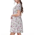 thumbnail image 2 of Naloa Orchids Flowers Print Womens Summer A-Line Dress with Pockets,Short Sleeve Dresses,Flowy Beach Swing Dress for Vacation Travel, 2 of 6