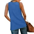 thumbnail image 3 of Womens Tanktops Tank Tops for Women Women's Tees And Tanks Women's Solid Color V-neck Cover Side Slit Casual Fashion Blue S, 3 of 6