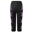 thumbnail image 5 of newwalpole Capri Leggings for Women Floral Printed High Waist Capris Plus Size Casual Knee Length Slim Fit Yoga Cropped Pants Purple for Size M, 5 of 5