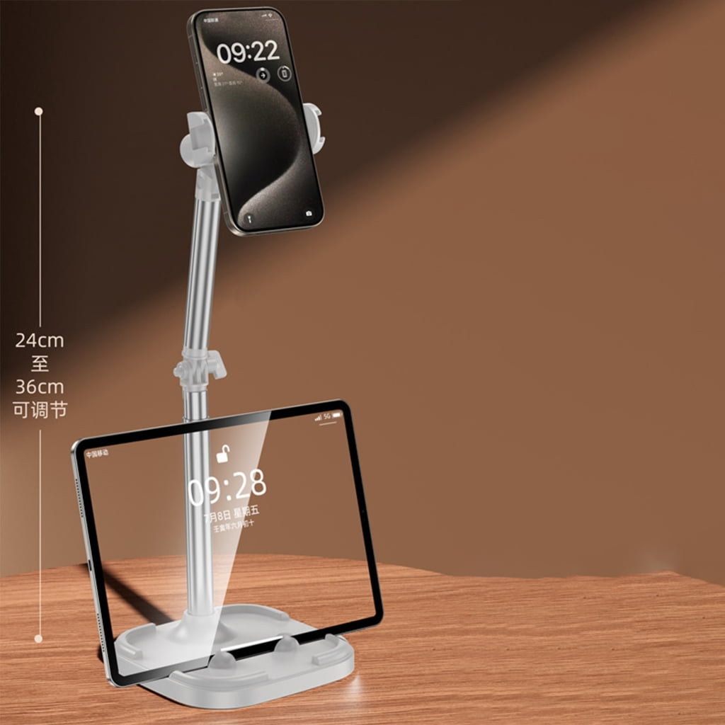 Adjustable Phone Tablet Stand Rotation, Extendable Height 24-36cm & Stable Base For Home Office Streaming
