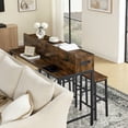 thumbnail image 4 of 4 Piece Bar Table Set with Power Outlet and LED Light, Counter Height Table with 3 Stools,Industrial Style Console Table Set for Living Room, Dining Room, Game Room,Brown, 4 of 13
