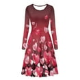thumbnail image 2 of FKELYI Love Balloon Women Dress Size 2XL Lightweight Women Long Sleeve Dresses Pink Elastic Swing Twirl Skater Dress for Valentine's Day, 2 of 5