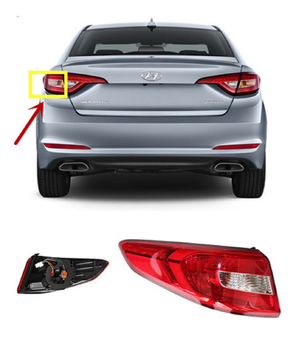 Pair LED Tail Lights For Hyundai Sonata 2015-2017 – Rear Lamps Left And Right, Black Housing