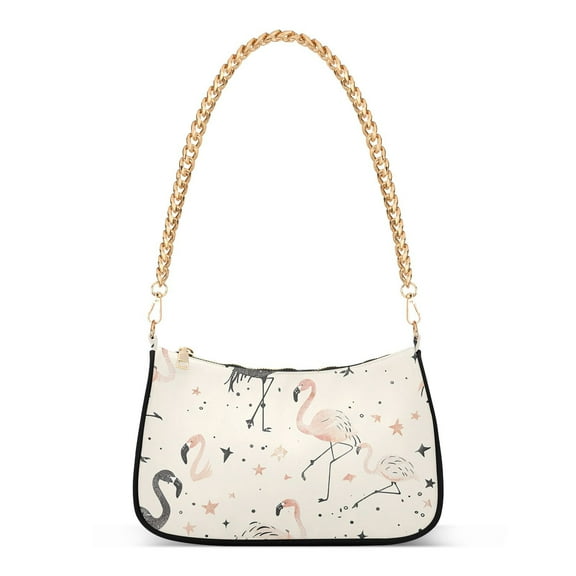 Flamingo Black and PinkWomen Small Shoulder Bag Crossbody Tote Hobo Bags Purse Clutch Handbags with Chain Strap for Women