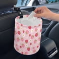thumbnail image 4 of Jeiento Pink Strawberry Car Garbage Can Mini Car Trash Bin Hanging Headrest with Adjustable Buttons Flower Multipurpose Car Organizer Universal Auto Accessory Decor, 4 of 7