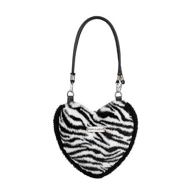 Bolso de mano TANGJMXG felpa estampado de cebra bandolera moda mujer 30*26 cm