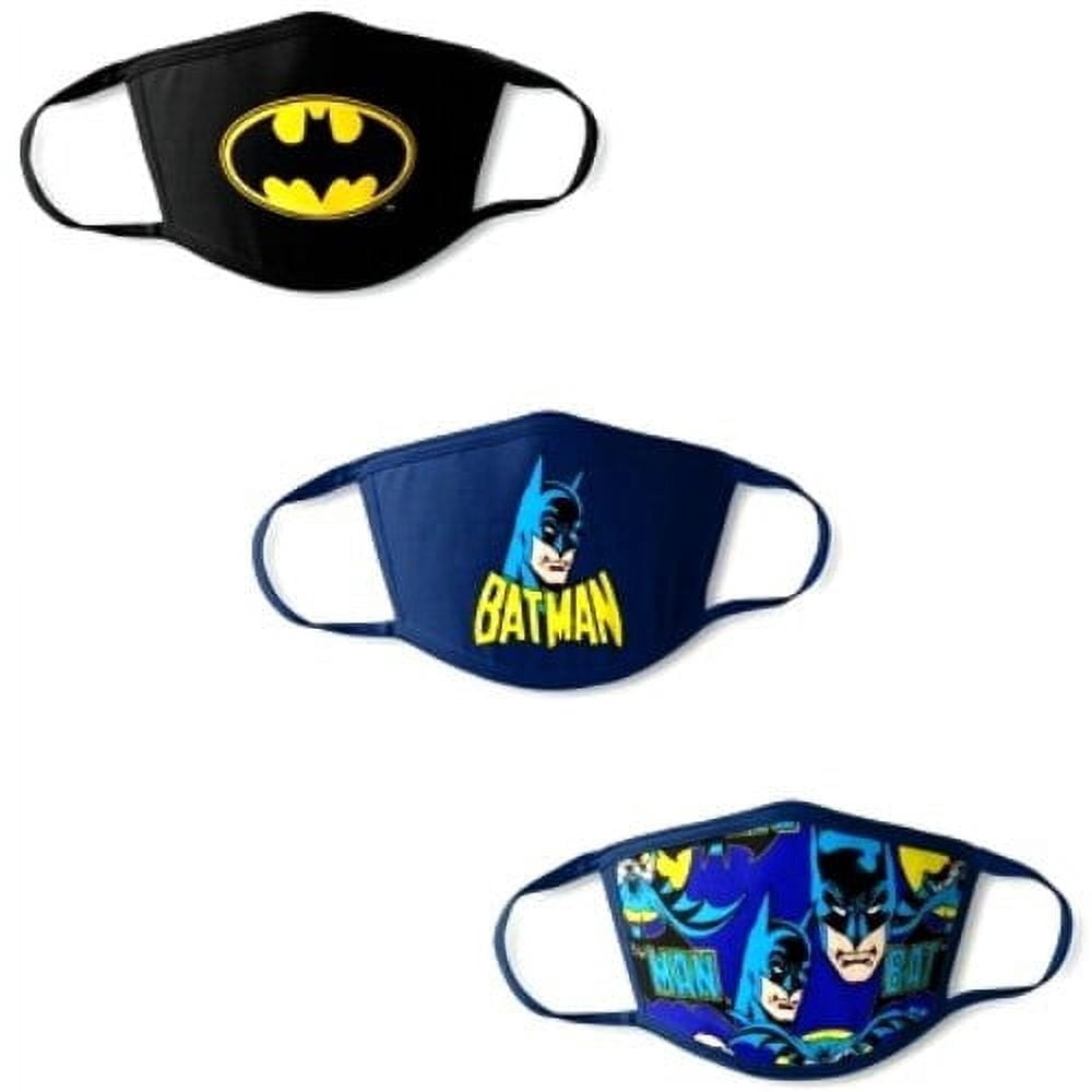 Bundle of 6 Packs - Batman Kids Fabric Face Masks with Ear Loops & Filter Pocket (3 Pack)