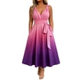 thumbnail image 3 of VBVC Women's Ombre V Neck Tie Waist Midi Dress , Sleeveless A Line Dress For Women , Ladies' Summer Casual Party Dress with Pockets,Purple,S-5XL, 3 of 9