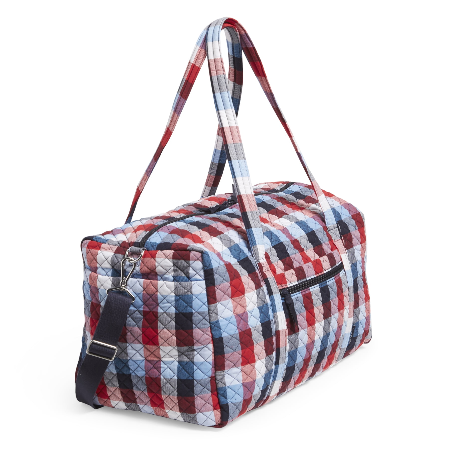 Vera Bradley Women's Recycled Cotton Large Travel Duffel Bag Patriotic Plaid