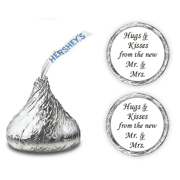324 Hugs and Kisses from the new Mr. & Mrs. Hershey Kiss Wedding Stickers, Chocolate Drops Labels Stickers For Weddings, Bridal Shower Engagement Party Decorations, Kisses Favors Décor