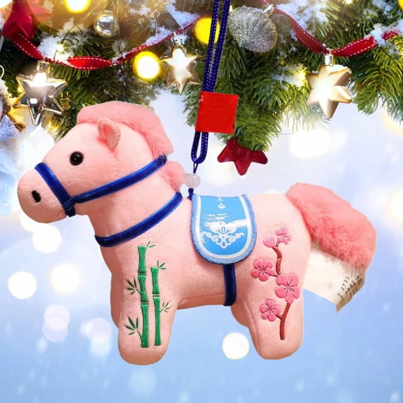 2026 Year of The Horse Mascot Figurine, Chinese Zodiac Horse Pendant Statues Decorations, Collectibles, and Gifts Lucky Feng Shui Hanging Ornament for Car, Bag, Home Decoration(Pink)