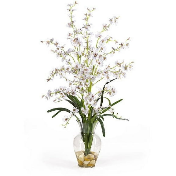 Nearly Natural 31" Dancing Lady Orchid with Liquid Illusion Artificial Flowers, White