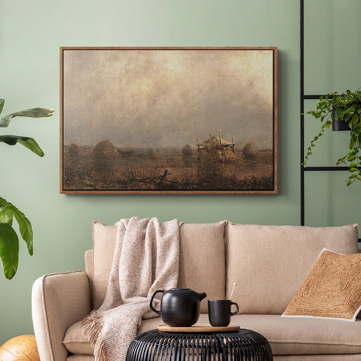 Vintage Landscape-MVIII By Wexford Home Framed in Walnut Wood Gallery Wrapped Canvas 27 in. x 41 in.