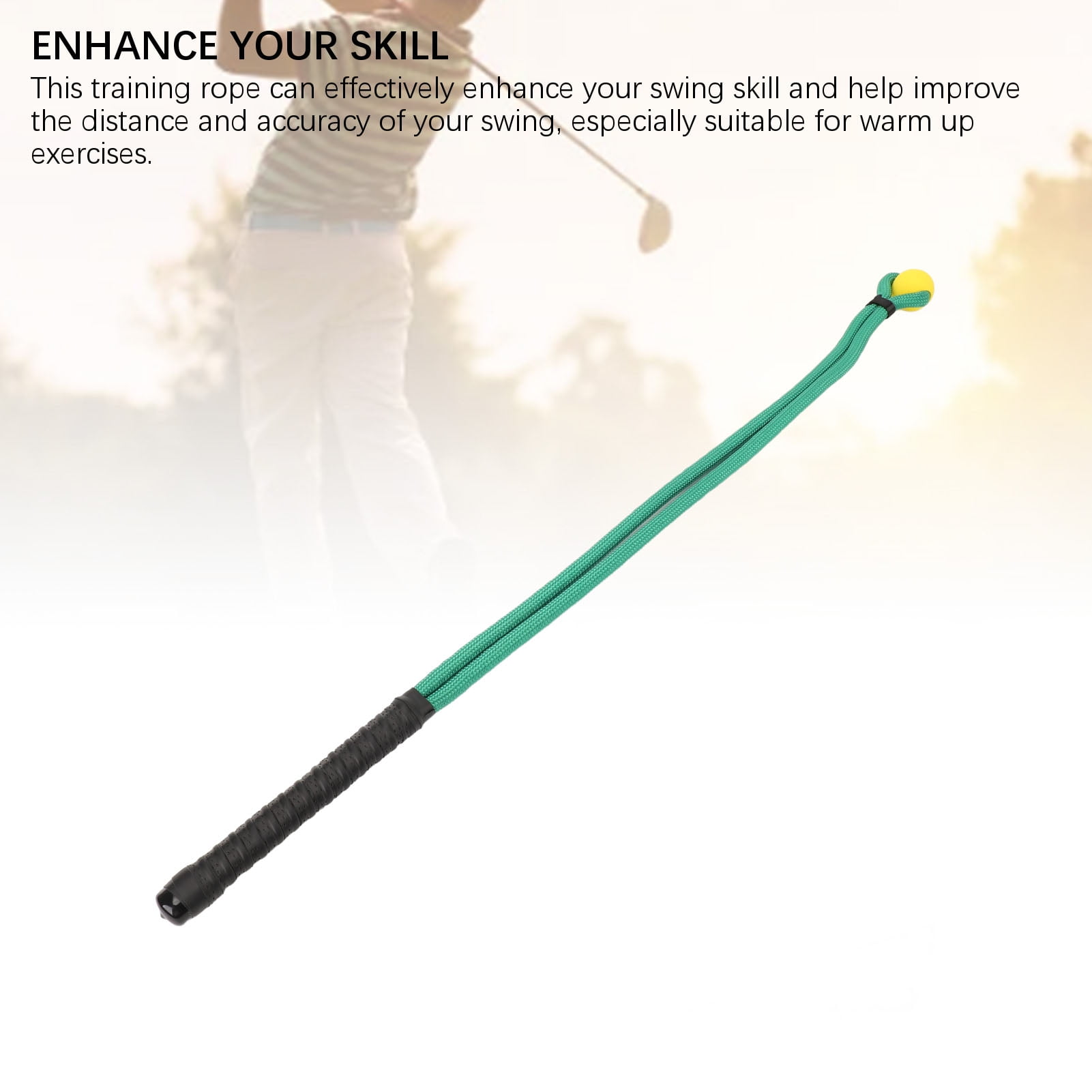 Rupoun Golf Swing Training Aid Nylon Rubber Comfortable Grip Club Swing Rope for Correcting Posture Green