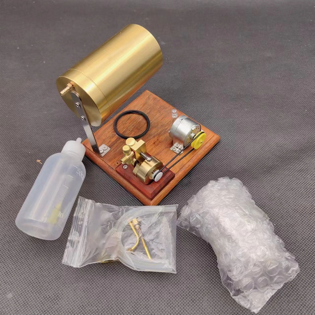 Steam Engine Model Kit That Works, Mini Oscillating Steam Engine and Generator, Steam-Powered Electricity Generator with Boiler & LED Light for Physics Science Experiment Demonstration