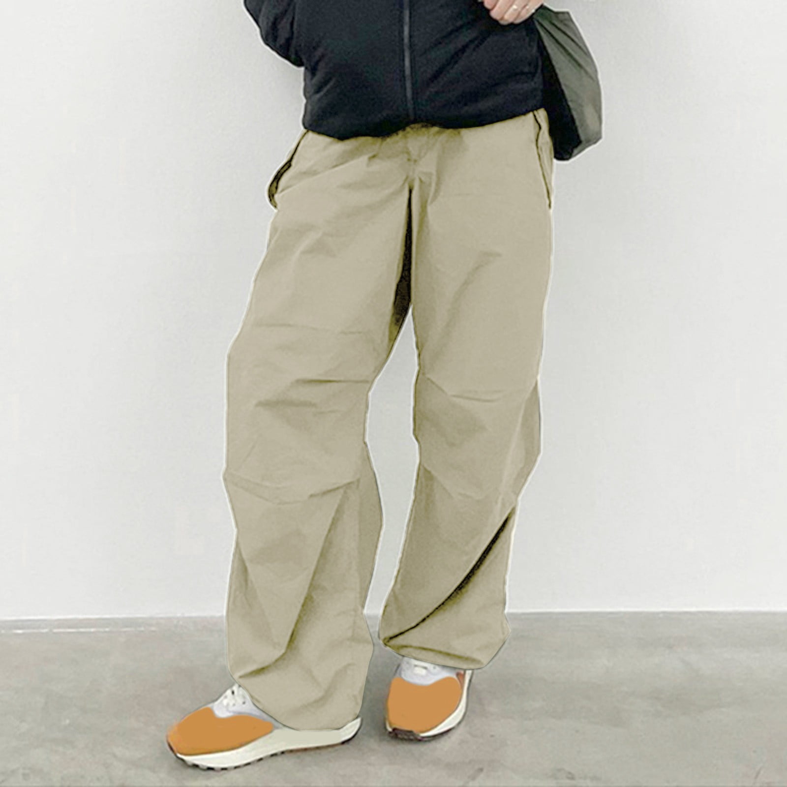 Khaki pants for women Women Loose Cargo Pants Hip Hop Sports Pants  Drawstring Loose Wide Leg Casual Pants CHMORA - Walmart.com