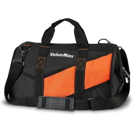 

ValueMax 16-Inch Wide Mouth Tool Bag Tool Organizer Tote Bag with Shoulder Strap Heavy-duty Tool Storage Bag with 13 Pockets for HVAC Plumber Mechanic