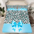thumbnail image 2 of Homewish Leopard Print 4pcs Bed Sheets For Teens Boys Girls,Kawaii Bow King Sheets,Black Blue Super Cozy Sheet Set,Super Cozy Room Decor, 2 of 7