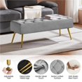 thumbnail image 6 of PetFurnishn Modern Ottoman Bench Velvet Footstool Bench Upholstered Footrest Stool Entryway, Materials-velvet/ lamb wool (ivory), foam, plywood, metal, 45 × 16 × 17"(L × W × H), Gray, 6 of 10