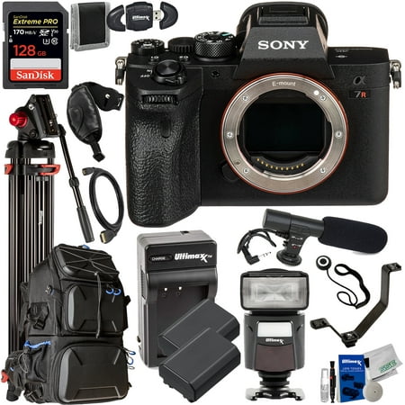 Sony a7R IVA Mirrorless Camera with Deluxe Accessory Bundle: SanDisk 128GB Extreme Pro SDXC, Deluxe Hard Shell Camera Backpack, Professional 72” Video Tripod, 2x Extended Life Batteries & Much More