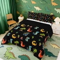 thumbnail image 2 of Erosebridal Funny Dinosaur Queen Comforter Set for Boys Girls, Cute Animal Wildlife Bedding Comforter Set, Black, 2 of 6