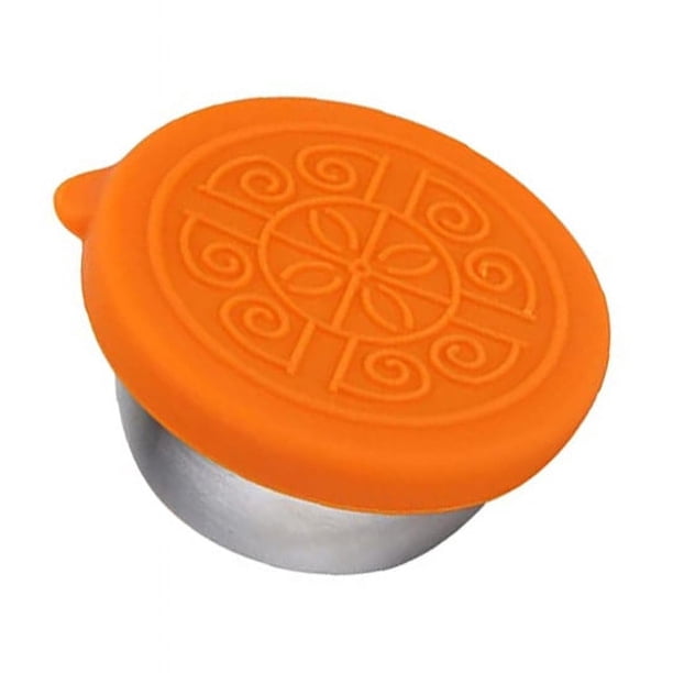 Zhuge Juego de 3 recipientes para aderezo de ensalada, recipientes para salsa a prueba de fugas de acero inoxidable de 1,7 oz con tapas, mini recipientes reutilizables para salsa (naranja)