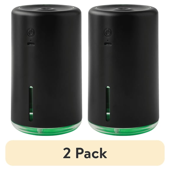 (2 pack) Mainstays Portable Rechargeable Evaporative Humidifier, Cordless, Desktop, Travel, Black