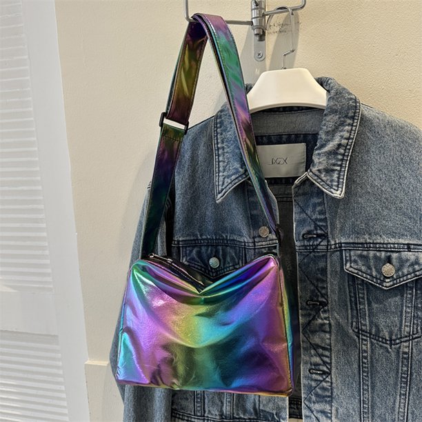 Bolso láser para mujer, Bolso bandolera con correa ajustable, Bolso diario para mujer (multicolor)