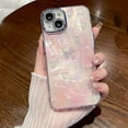 thumbnail image 4 of Designed for iPhone Case,Cute Tulip Blu-ray Colorful Pattern Rhinestone Camera Lens Protection Shockproof Protective Cover Phone Case (Pink,iPhone 15), 4 of 5