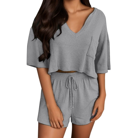 MuXiKeJi Clothes 2 Piece Sets for Women Summer V Neck Sleeveless Top Tie Waist Shorts Striped Casual Outfits with Pockets