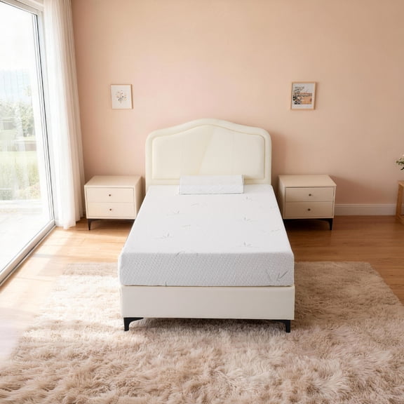 CHIUSNOOZE Twin 8 inch Bamboo Memory Foam Mattress, Breathable Medium Firm Mattress in a Box