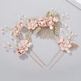 thumbnail image 4 of 4Pcs Rhinestone Bridal Hair Clips Combs Handmade Wedding Hairpin Pearl Crystal Barrette Elegant Bridal Bridesmaid Hair Accessories (Pink), 4 of 5