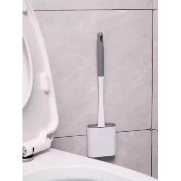Brosse de Toilette avec Base en Silicone, Tête Plate, Poils