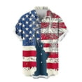 thumbnail image 4 of Jinhomg Mens Stars And Stripes Shirt Big And Tall Short Sleeve Button Down Shirts Casual Comfy American Flag Print Beach Tops Summer Vacation Outfit Red M, 4 of 7