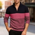 thumbnail image 2 of DHFJKG Mens Quarter Zip Knit Ribbed Sweaters Color Block Long Sleeve Stand Collar Regular Fit Bottoming Shirt Pullover Fall Winter Cozy Jumper Tops, 2 of 6