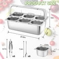 thumbnail image 2 of Countertop Food Serving Display Container, 6 Pan Stainless Steel Food Serving Tray, Buffet Condiment Dispenser Display Rack with Clear Lid & 3 Freezer Boxes, for Restaurant Hotel Kitchen Party, 2 of 7