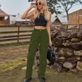 thumbnail image 3 of Defitshape Women's Cargo Jeans Washed Straight Leg Full Length Loose Fit Vintage Fashion Long High Waist Elastic Carpenter Denim Pants Army Green X-Large, 3 of 5
