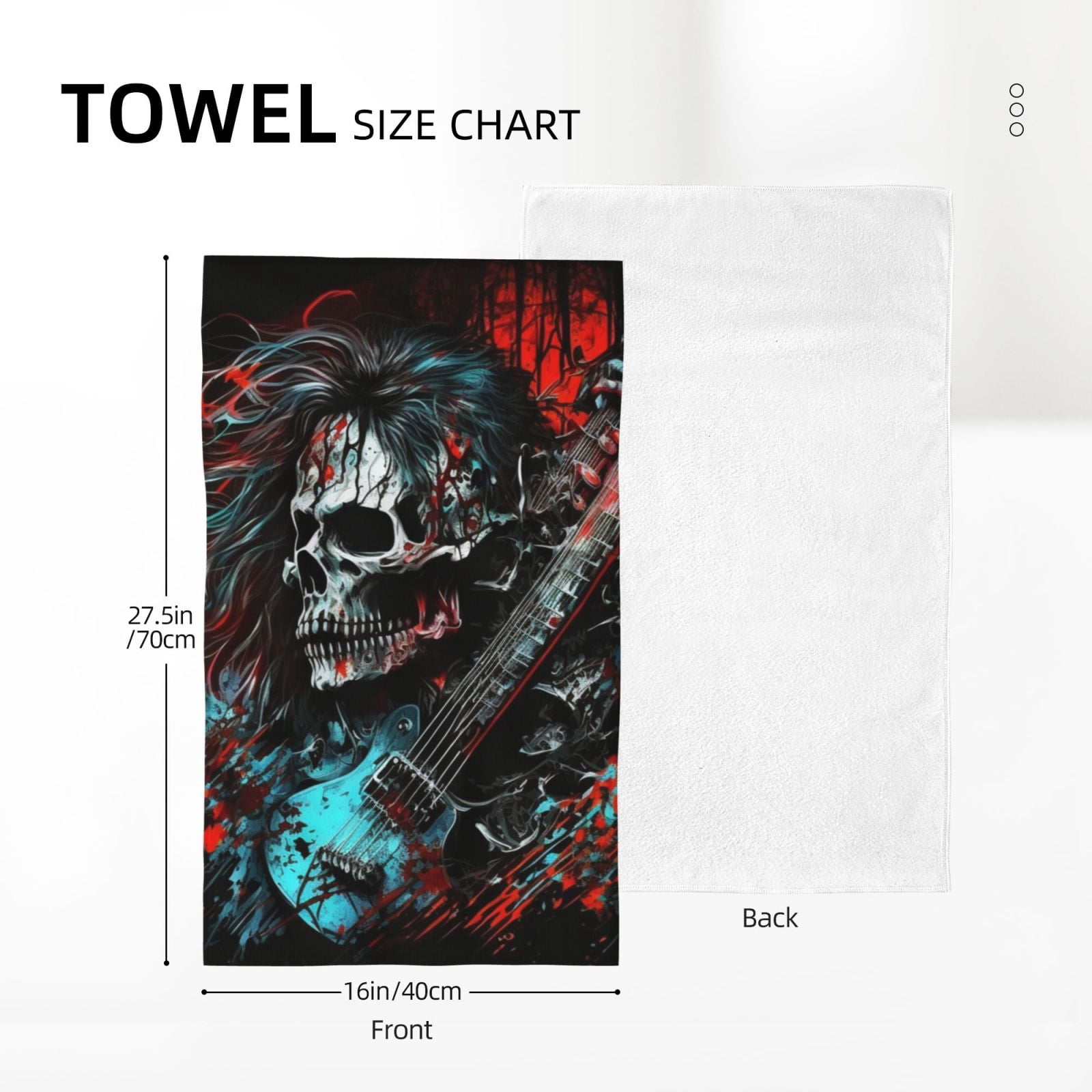 Death Skull Rock Heavy Metal Music 27.5" x 16" Ultra Soft Hand Towel, Face Wash Cloth for Bathroom, Gym, Travel, Pool