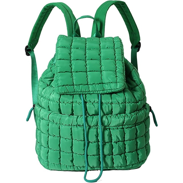 LHSHID Quilted Backpack for Women Lightweight Puffer Drawstring Padding Hiker Back Pack Travel Backpack College Gym Bag