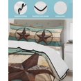 thumbnail image 4 of Quilts Twin XL Size, Texas Star Soft Comforter Bedding Set for Bed, Country Teal Brown Farmhouse Wooden Lightweight Quilted Bedspread with Pillow Cover(2 Pieces) for All Season, 68x98 Inch, 4 of 6