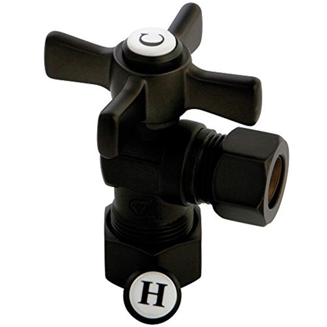 Kingston Brass Cc54405Zx 5/8"" Od Compresión X 1/2"" Od Válvula De Ángulo De Compresión Bronce Aceitado
