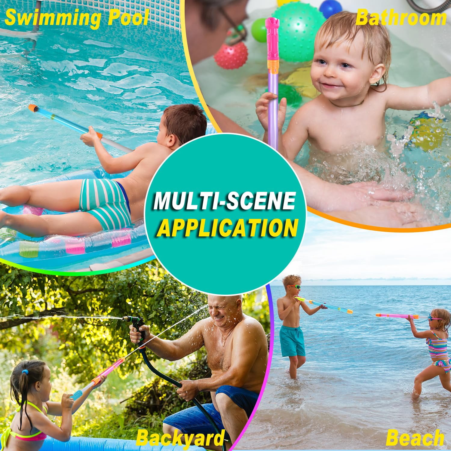 Water Squirt Blaster 4Pack Summer Outdoor Pool Beach Play